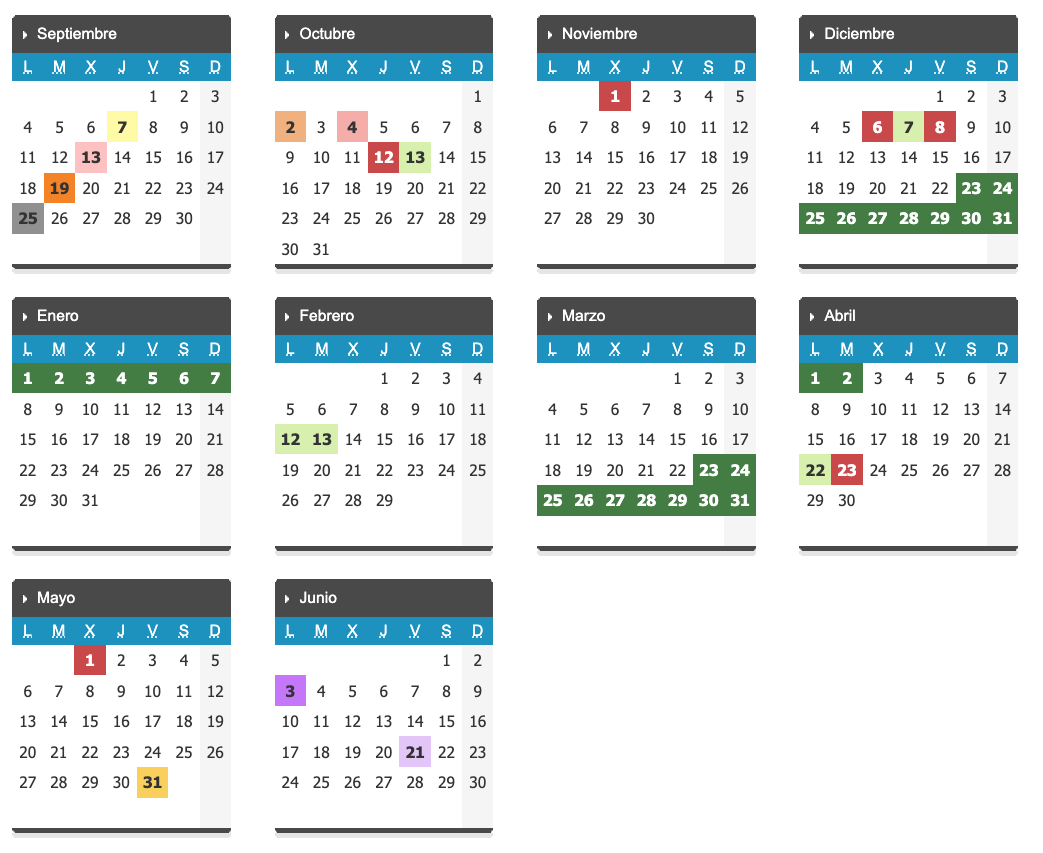 Calendario escolar  jcyl 2023.2024