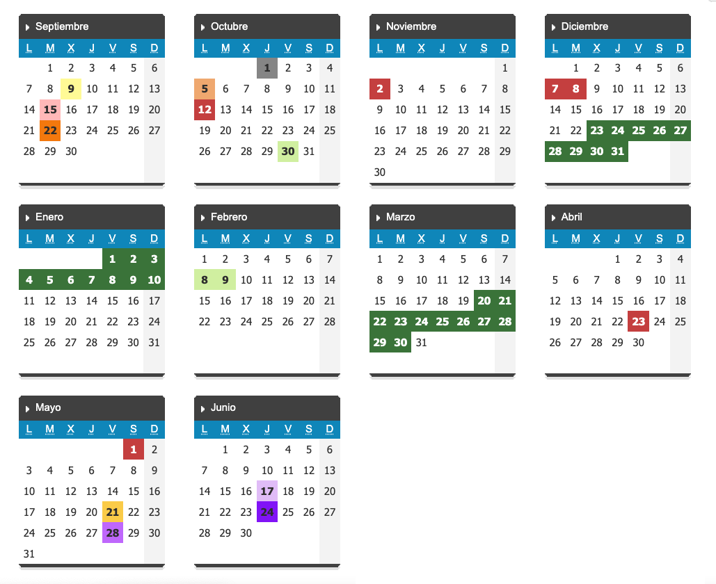 Calendario escolar  jcyl 2025.2026