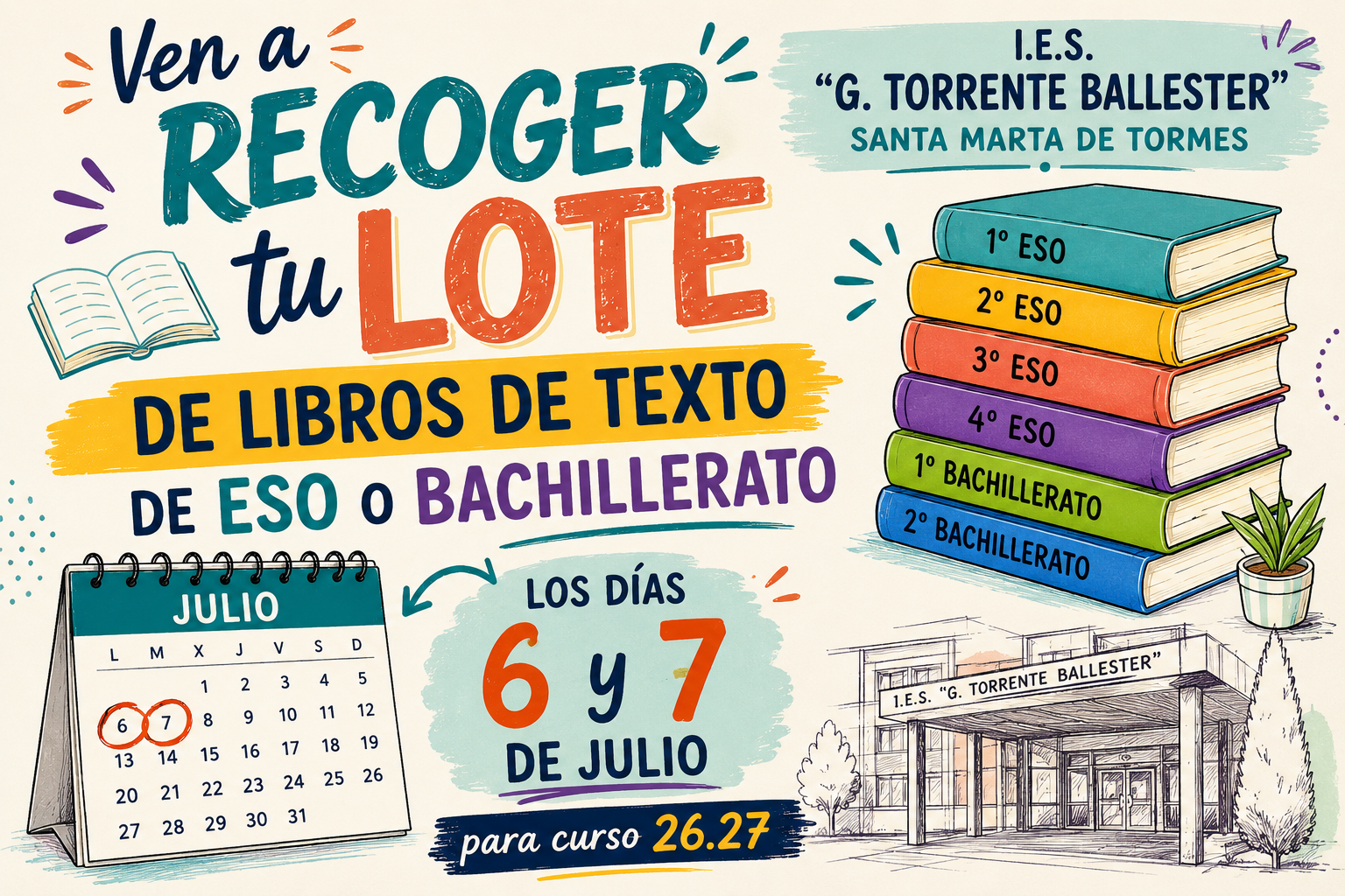 Entrega de lotes de libros de texto.