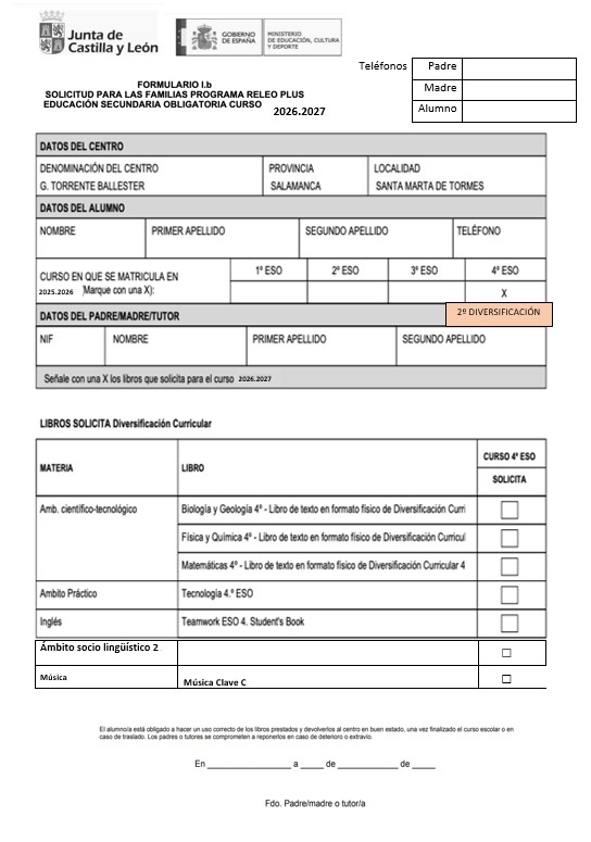 Solicitud 2º Diversificación